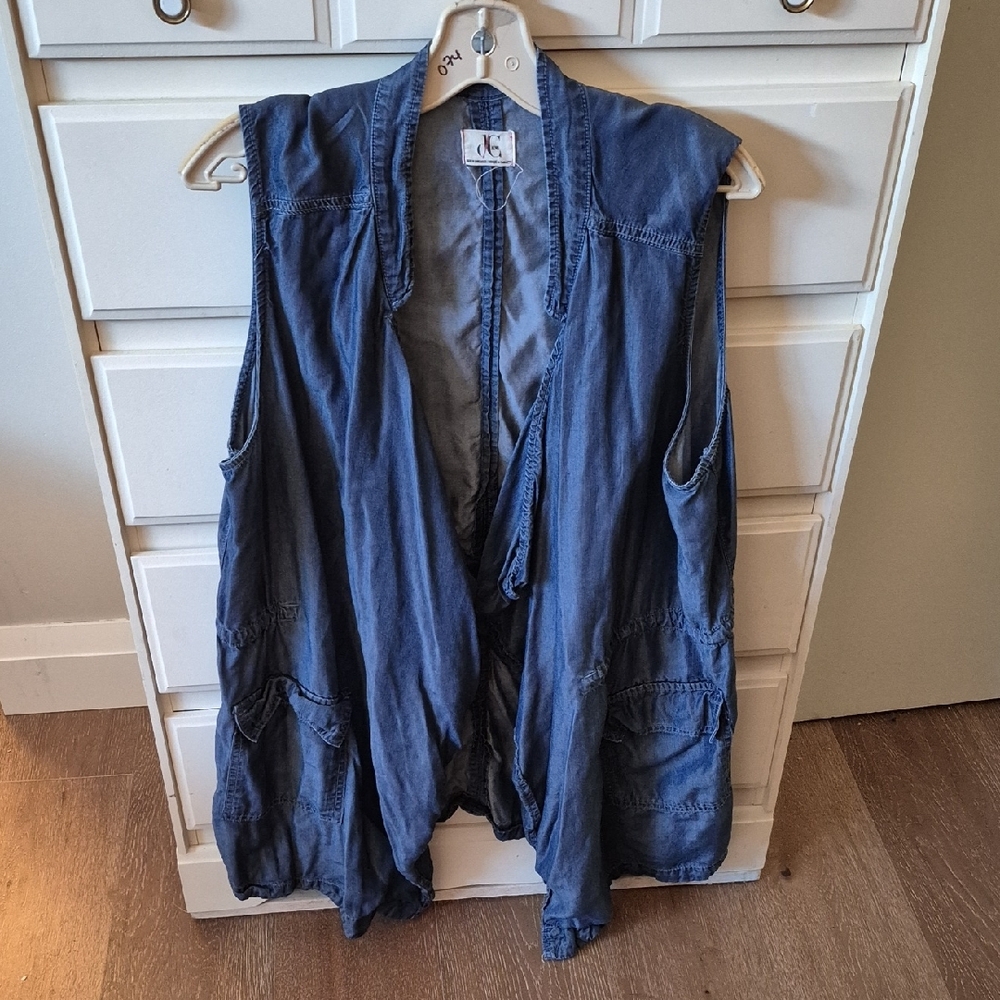 Penningtons Blue Casual Vest Lightweight Open Front